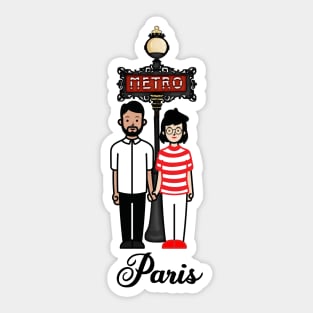 French Couple Metro Sign Sticker